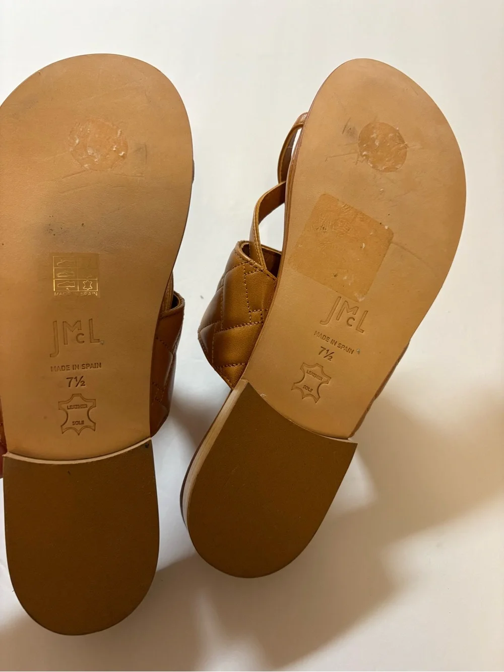 J. McLaughlin Ondra Woven quilted Leather Thong Sandal - Tan 7.5